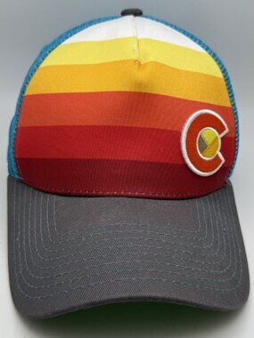 YoColorado Trucker Hat Colorado Flag C Logo Turquoise Gray Snapback Cap
